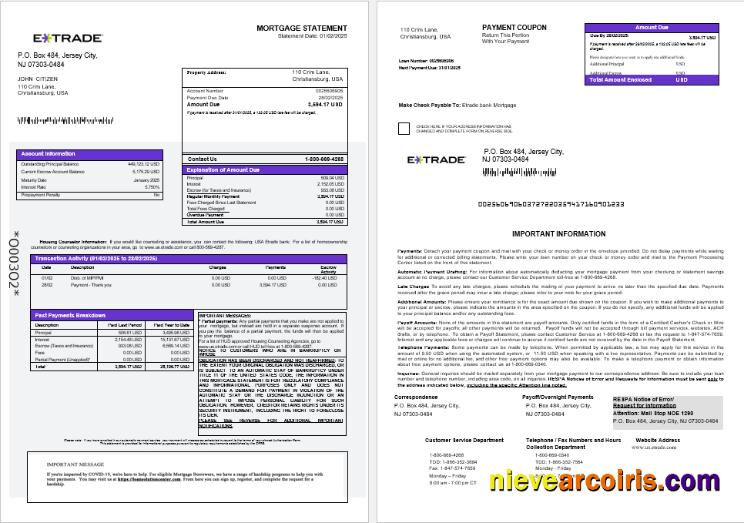 USA Etrade bank mortgage statement 1-2